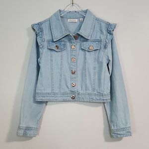 Nanette Lepore Girls Light Blue Denim Jean Jacket, Size 7 ~ VGUC